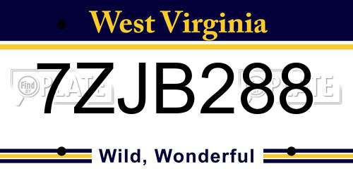 7ZJB288 West Virginia License Plate