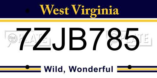 7ZJB785 West Virginia License Plate