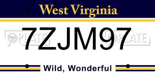 7ZJM97 West Virginia License Plate
