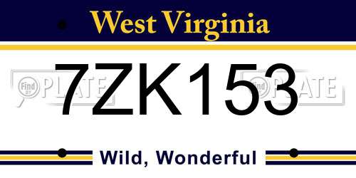 7ZK153 West Virginia License Plate