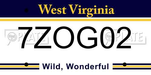 7ZOG02 West Virginia License Plate