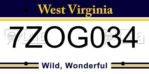 7ZOG034 West Virginia License Plate