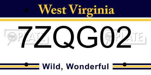 7ZQG02 West Virginia License Plate