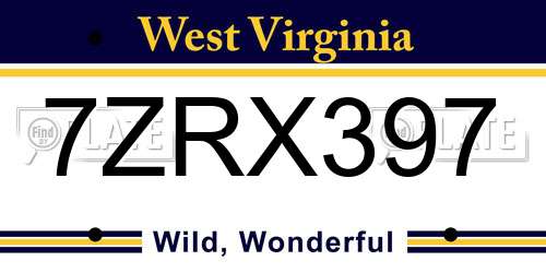 7ZRX397 West Virginia License Plate