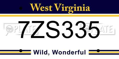7ZS335 West Virginia License Plate