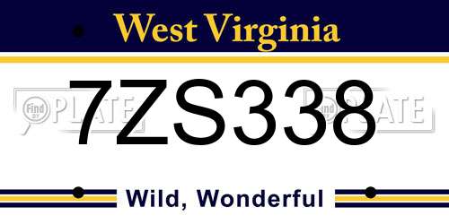 7ZS338 West Virginia License Plate