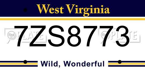 7ZS8773 West Virginia License Plate