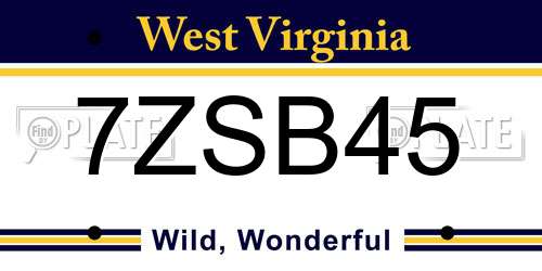 7ZSB45 West Virginia License Plate