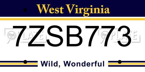 7ZSB773 West Virginia License Plate