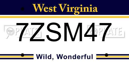 7ZSM47 West Virginia License Plate