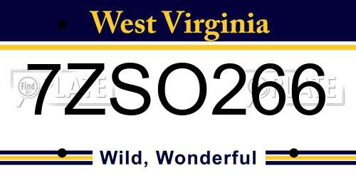 7ZSO266 West Virginia License Plate