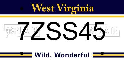 7ZSS45 West Virginia License Plate