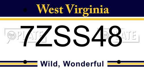 7ZSS48 West Virginia License Plate