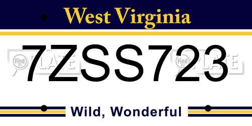 7ZSS723 West Virginia License Plate
