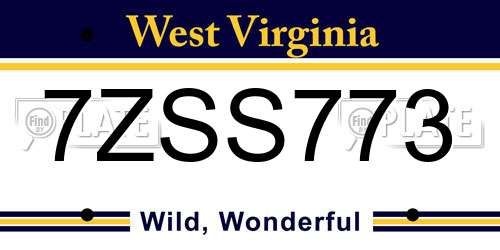 7ZSS773 West Virginia License Plate