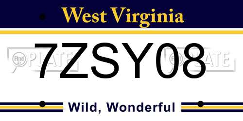 7ZSY08 West Virginia License Plate