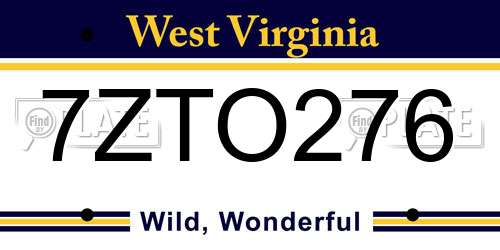7ZTO276 West Virginia License Plate