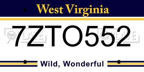 7ZTO552 West Virginia License Plate