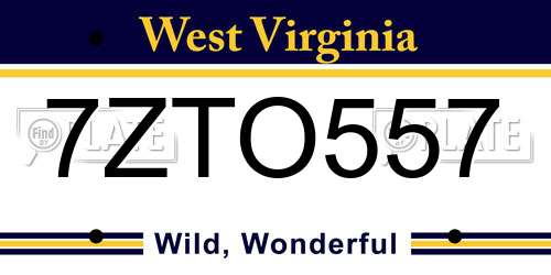 7ZTO557 West Virginia License Plate