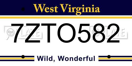 7ZTO582 West Virginia License Plate