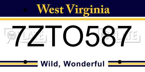 7ZTO587 West Virginia License Plate