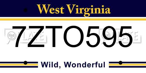 7ZTO595 West Virginia License Plate