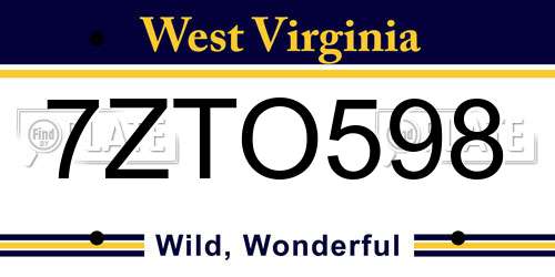 7ZTO598 West Virginia License Plate