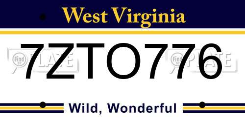 7ZTO776 West Virginia License Plate