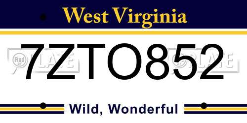 7ZTO852 West Virginia License Plate