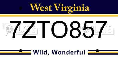 7ZTO857 West Virginia License Plate
