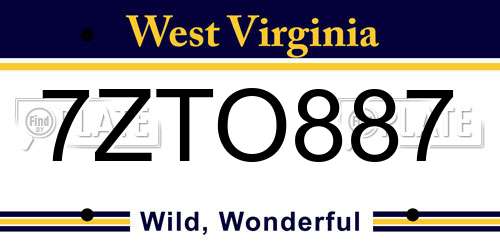 7ZTO887 West Virginia License Plate