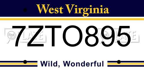 7ZTO895 West Virginia License Plate