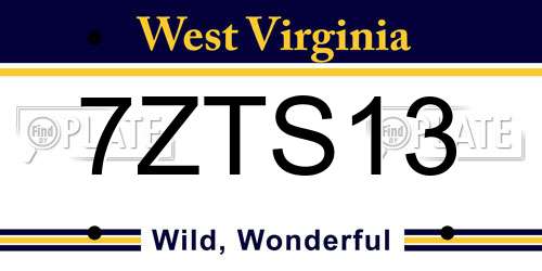 7ZTS13 West Virginia License Plate