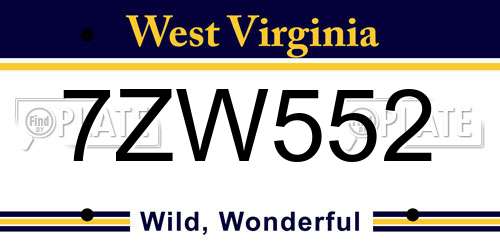 7ZW552 West Virginia License Plate