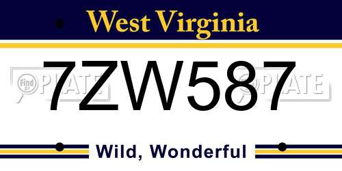7ZW587 West Virginia License Plate