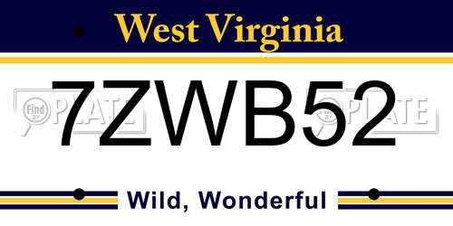 7ZWB52 West Virginia License Plate