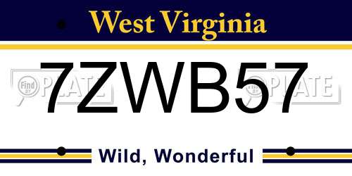 7ZWB57 West Virginia License Plate