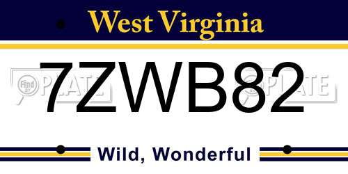 7ZWB82 West Virginia License Plate