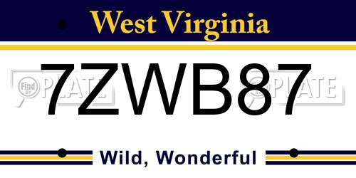 7ZWB87 West Virginia License Plate