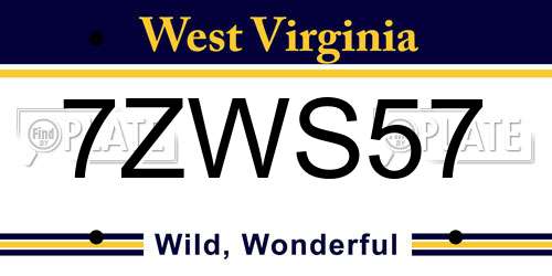 7ZWS57 West Virginia License Plate