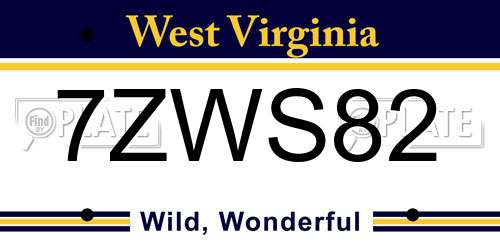 7ZWS82 West Virginia License Plate