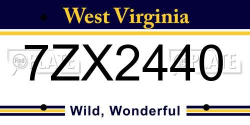 7ZX2440 West Virginia License Plate