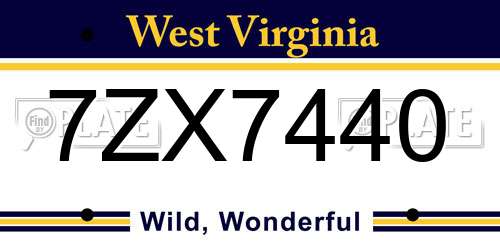7ZX7440 West Virginia License Plate