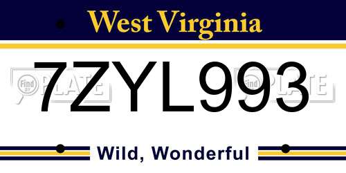 7ZYL993 West Virginia License Plate