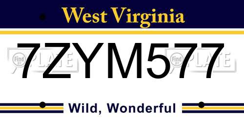 7ZYM577 West Virginia License Plate