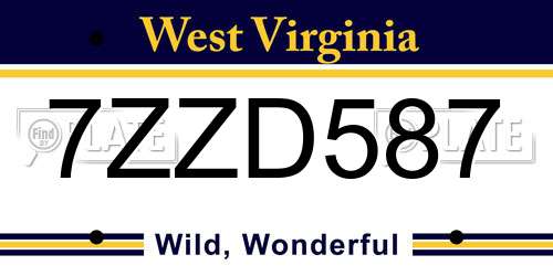 7ZZD587 West Virginia License Plate