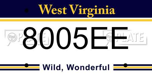 8005EE West Virginia License Plate