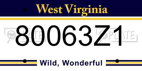 80063Z1 West Virginia License Plate
