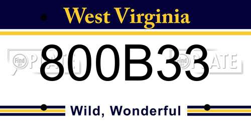 800B33 West Virginia License Plate