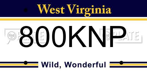 800KNP West Virginia License Plate